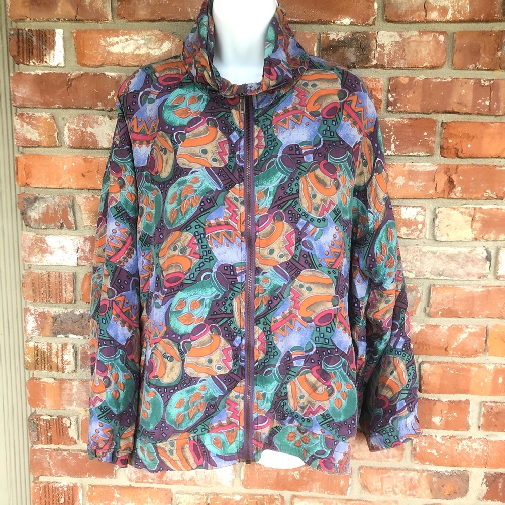 Mureli 100% silk zip front jacket size large - Picture 2 of 9